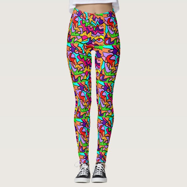 Zany fashion designer leggings multi patterned (Front)
