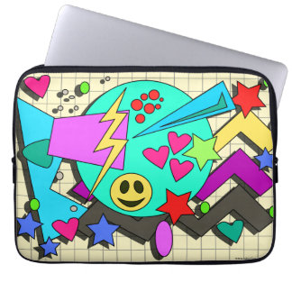 Zany Happy Vibes Flashback Cartoon Pattern Laptop Sleeve