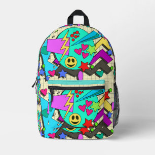 Zany Happy Vibes Flashback Cartoon Pattern Printed Backpack