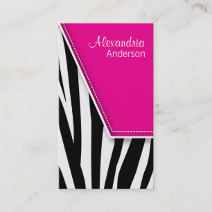Zany Hip Zebra Print Business Cards (fuschia)