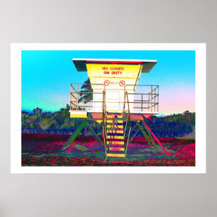 Zany lifeguard shack poster