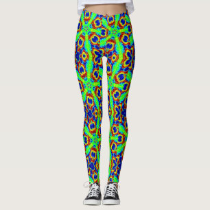 zany neon green stars pattern leggings