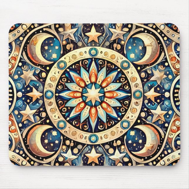 ~ Zany Pattern of Moons and stars ~ Mouse Mat (Front)