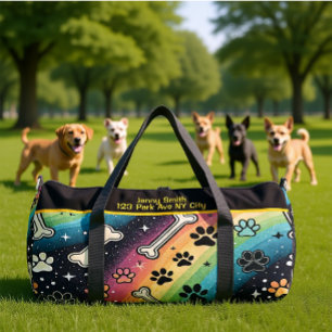 Zany Rainbow Pet Adventure  Duffle Bag