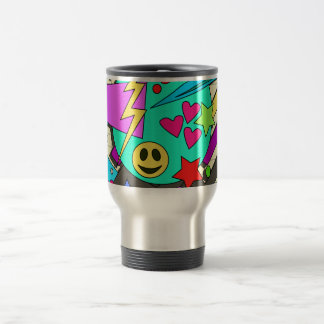 Zany Wild Cartoon Style Happy pattern Travel Mug
