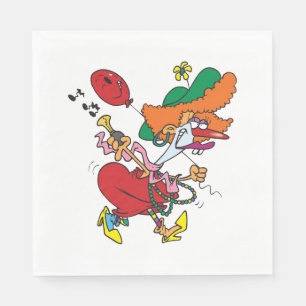 Zany Woman Running Clown Napkin