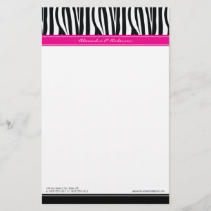 Zany Zebra Hot Pink Customised Designer Stationery