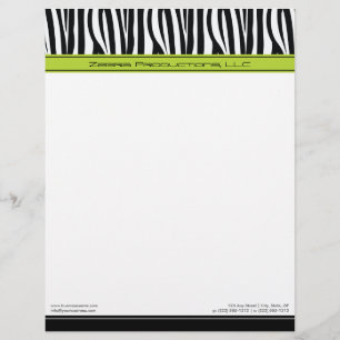 Zany Zebra Lime Customised Designer Letterhead
