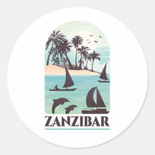 Zanzibar Africa Retro Vintage Travel Classic Round Sticker