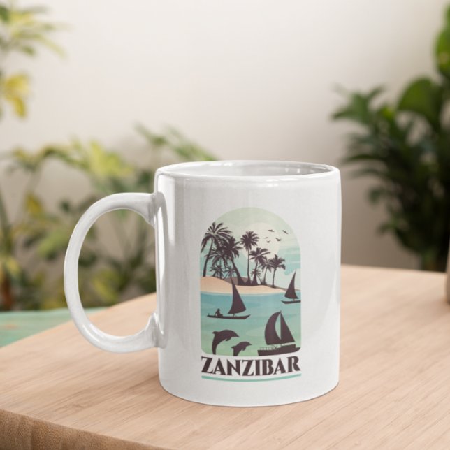 Zanzibar Africa Vintage Magnetic Card Coffee Mug (zanzibar vintage travel mug)