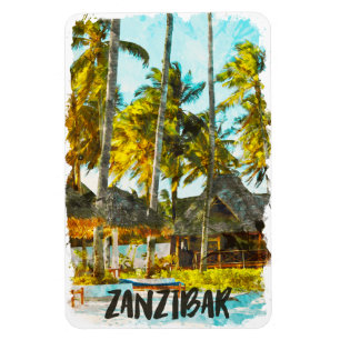 Zanzibar Africa Vintage Travel Illustration Magnet