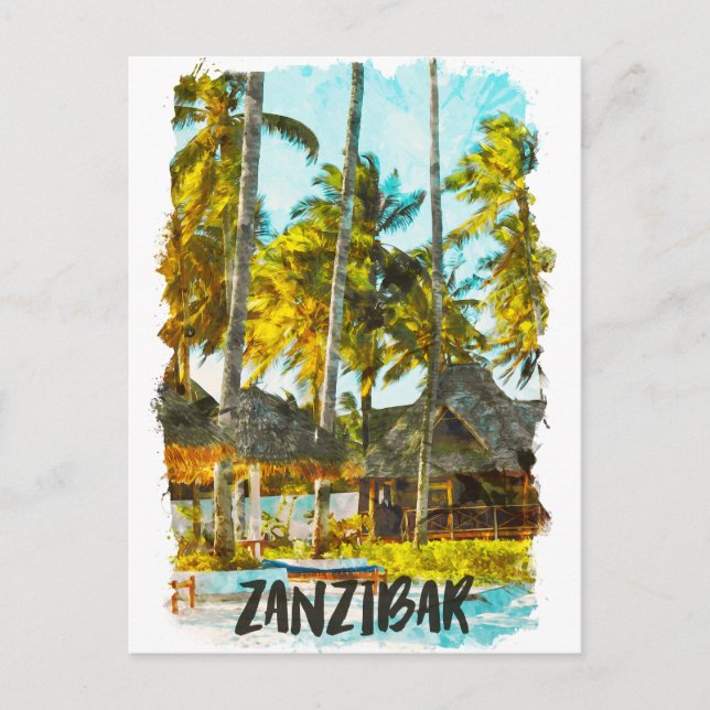 Zanzibar Africa Vintage Travel Illustration Postcard (Front)