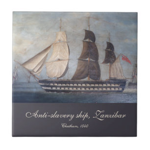 Zanzibar Clipper Ship Anti-Slavery Black Coast Tile