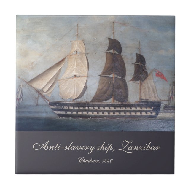Zanzibar Clipper Ship Anti-Slavery Black Coast Tile (Front)