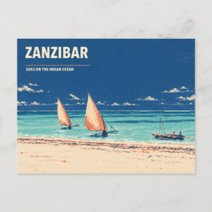 Zanzibar Dhows on the Beach Indian Ocean Postcard