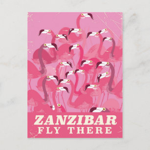 Zanzibar Fly there vintage style travel poster Postcard