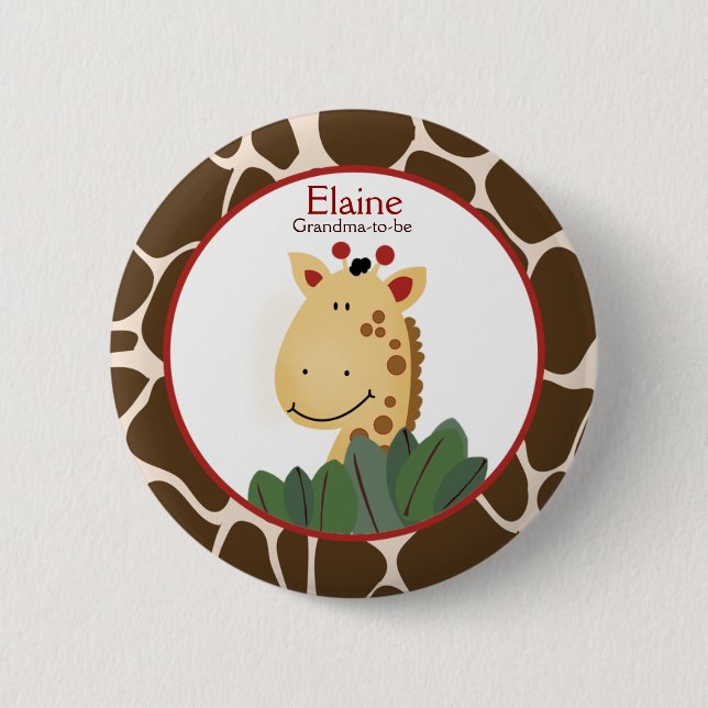 ZANZIBAR GIRAFFE PRINT NAME TAG Custom Button (Front)