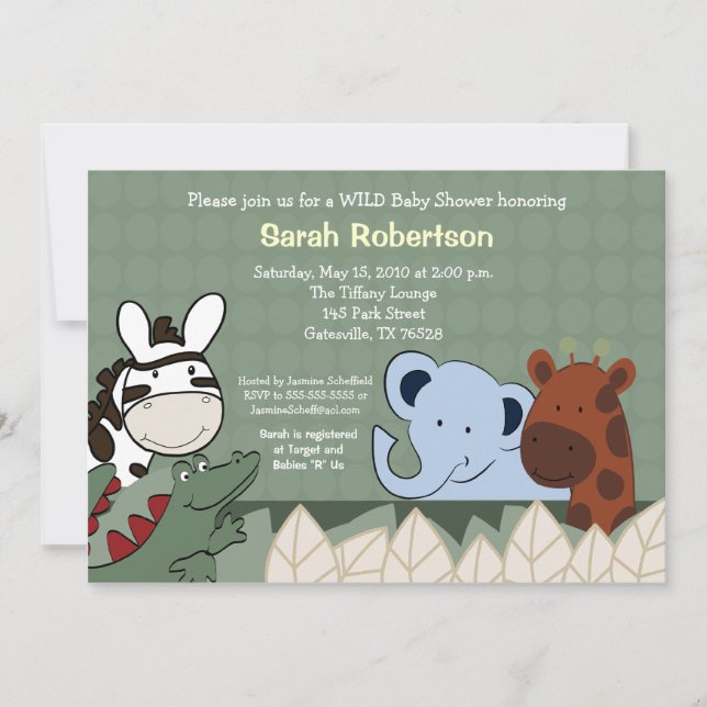 Zanzibar Jungle Crew 5x7 Baby Shower Invitation (Front)