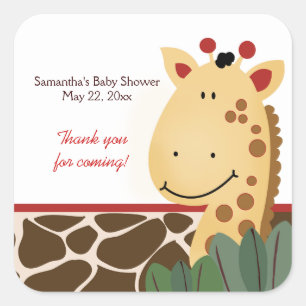 Zanzibar Jungle Giraffe Print SQUARE Favour Sticke Square Sticker