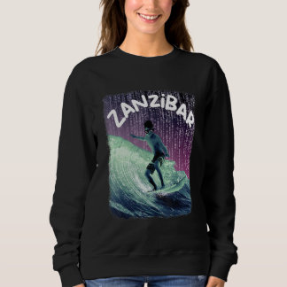 Zanzibar Nerd Surfing Beach Palm trees Vacation Sweatshirt