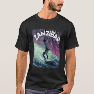 Zanzibar Nerd Surfing Beach Palm trees Vacation T-Shirt