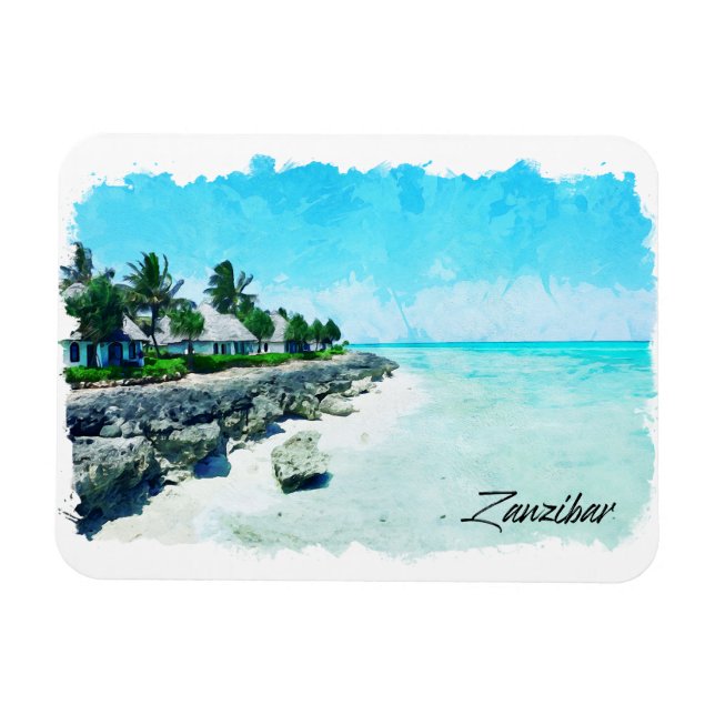 Zanzibar Tansania Tropical Retro Vintage Travel  Magnet (Horizontal)