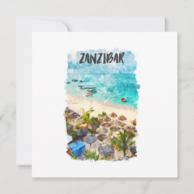 Zanzibar Tansania Vintage Travel Greeting Card (Front)