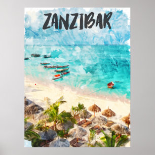 Zanzibar Tansania Vintage Travel Poster