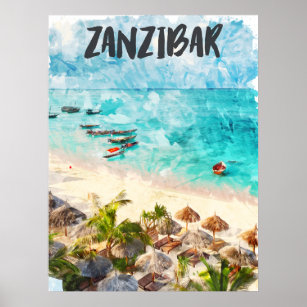 Zanzibar Tansania Vintage Travel   Poster