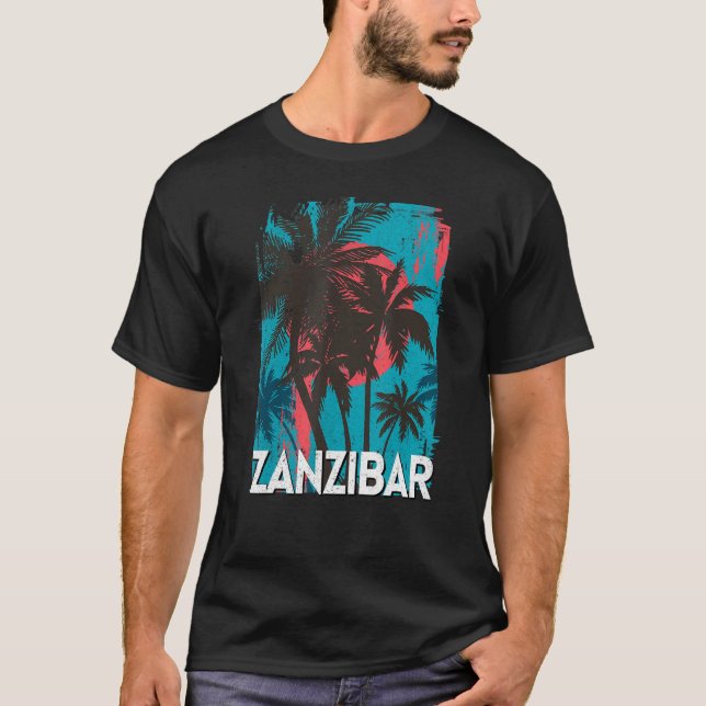Zanzibar Tanzania Africa Sunset Palm Beach Life T-Shirt (Front)