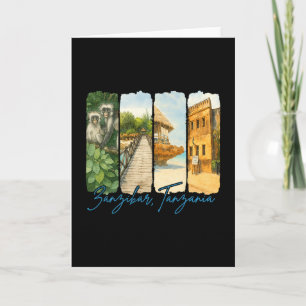 Zanzibar Tanzania Traveling Trip Brushstroke Souve Card