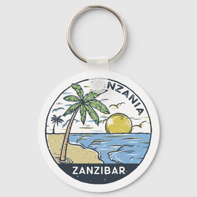 Zanzibar Tanzania Vintage Key Ring (Front)