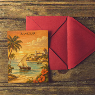 Zanzibar Tropical Vintage Travel Art Postcard