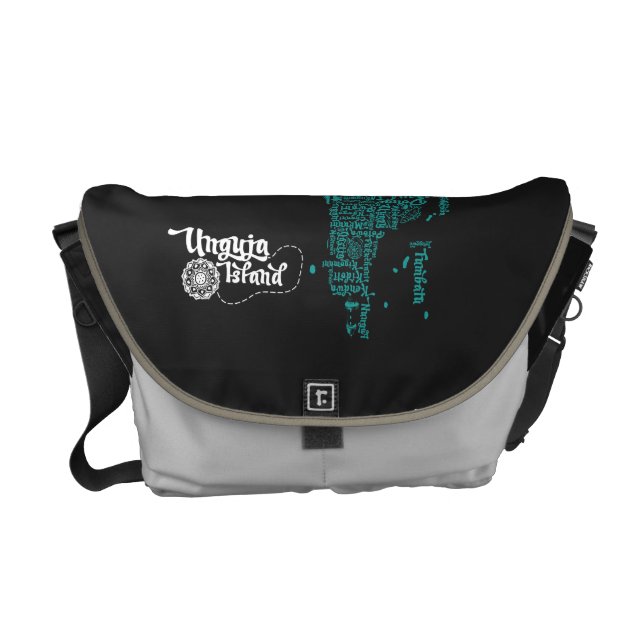 Zanzibar Typo Map Messenger Bag (Front)