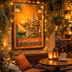 Zanzibar Vintage Travel Poster Spice Island Tanzai