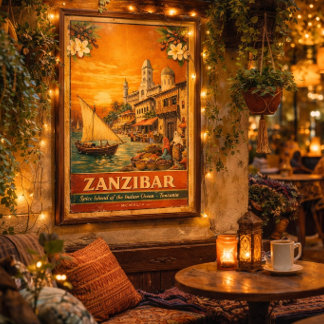 Zanzibar Vintage Travel Poster|Spice Island Tanzai Poster