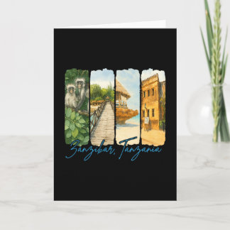 Zanzir Tanzania Traveling Trip Brushstroke Souveni Card