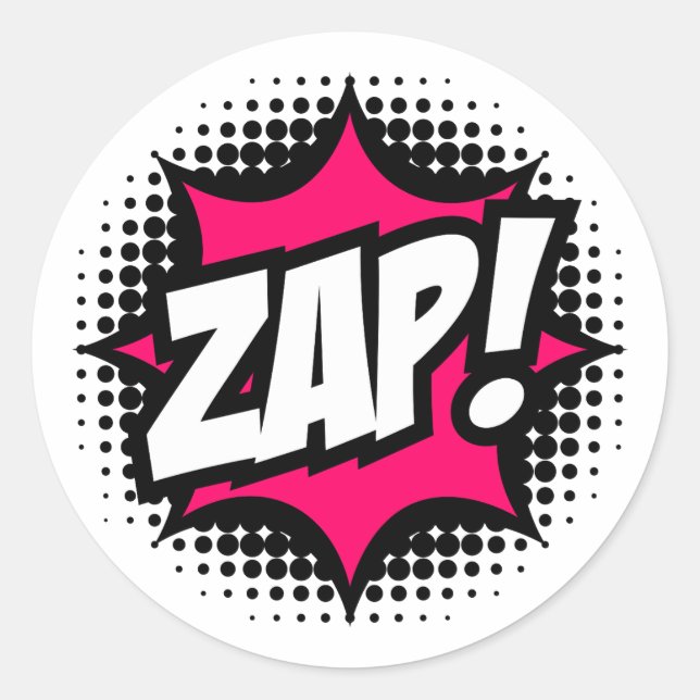 ZAP! Comic Book Style Classic Round Sticker (Front)