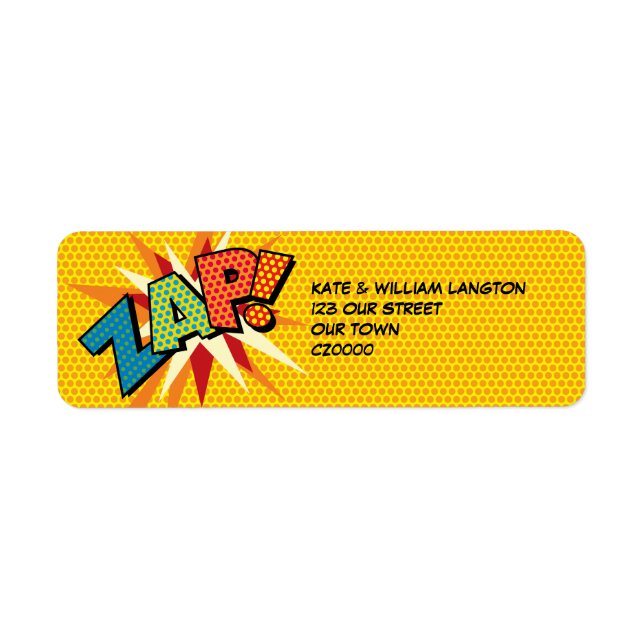 ZAP Fun Retro Comic Book Pop Art Address (Front)