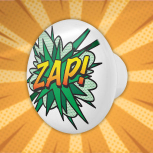 ZAP Fun Retro Comic Book Pop Art Ceramic Knob