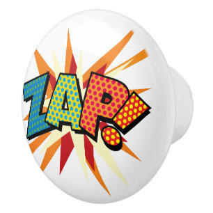 ZAP Fun Retro Comic Book Pop Art Ceramic Knob