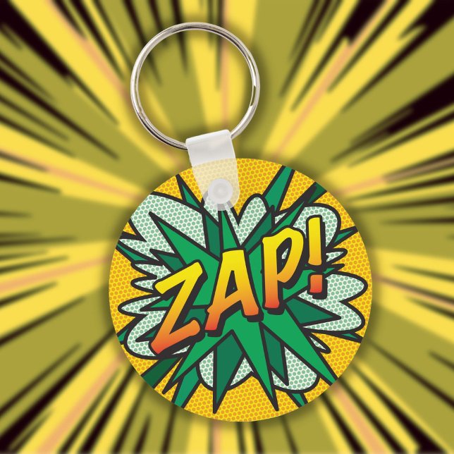 ZAP Fun Retro Comic Book Pop Art Key Ring (Creator Uploaded)