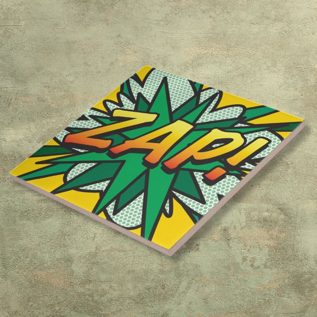 ZAP Fun Retro Comic Book Pop Art Tile (ZAP Fun Retro Comic Book Pop Art Tile)