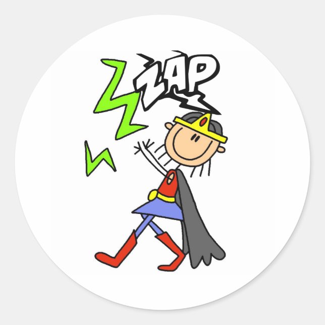 ZAP Girl Hero Classic Round Sticker (Front)