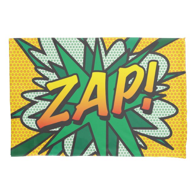 ZAP KAPOW Fun Retro Comic Book Pop Art Pillowcase (Front)