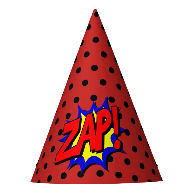 Zap Pop Art Cartoon Superpower Birthday Hat (Front)