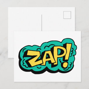 ZAP speech bubble word, hand drawn illustration Postcard