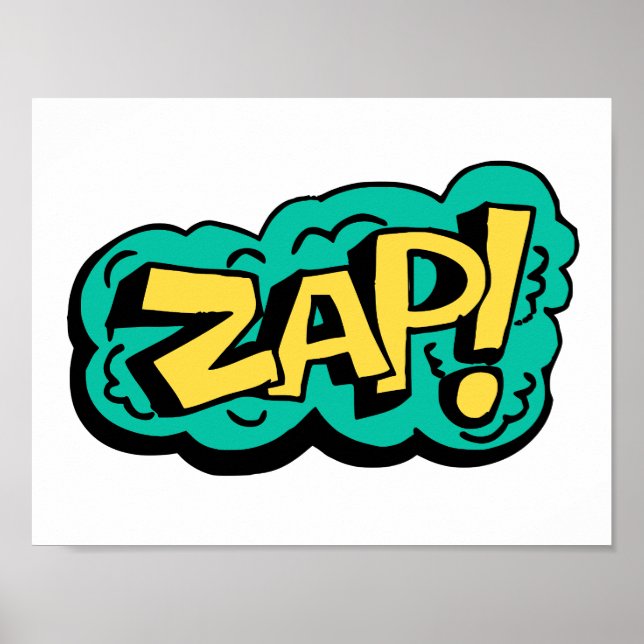ZAP speech bubble word, hand drawn illustration Poster (Front)