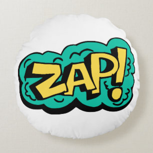 ZAP speech bubble word, hand drawn illustration Round Cushion