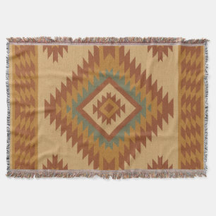 Zapotec Folk Art Diamond Cotton Blanket Throw